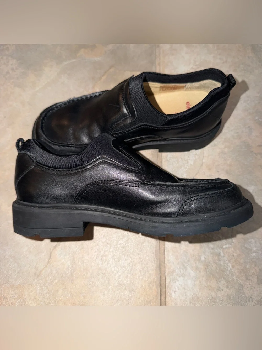 Elefanten Marshall Black Smooth Slip On Loafers Boys Size 1 EU 32 Leather